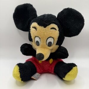 Vintage Disney Mickey Mouse Plush Stuffed Toy Black Red Shorts WDP Label Tag